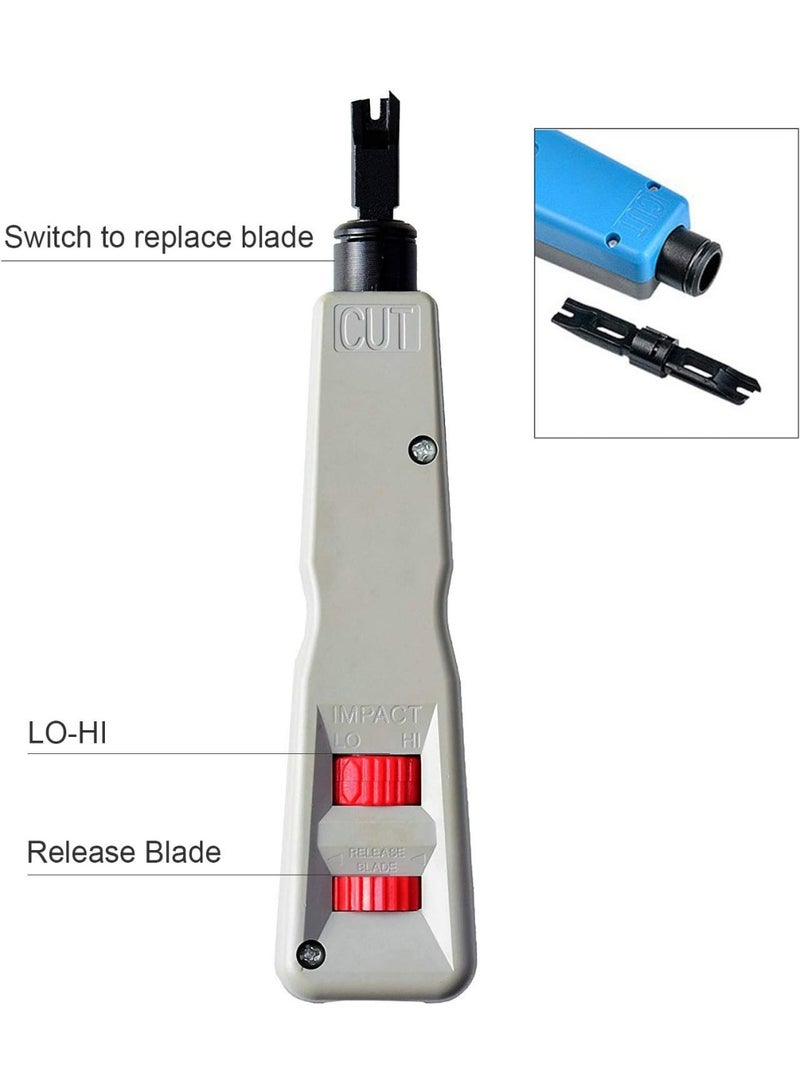 Punch Down Tool Kit with 110 & BK Blade, 5PCS Cat6 RJ45 Keystone Jack, Network Wire Stripper Tool Kits Professional - Image 3